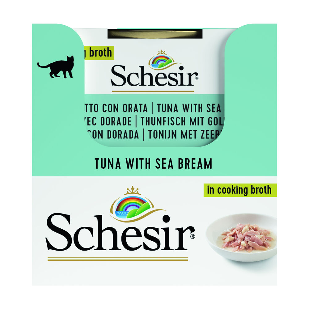 Schesir - Kattenvoer in bouillon - 70 Gram - tonijn en sea