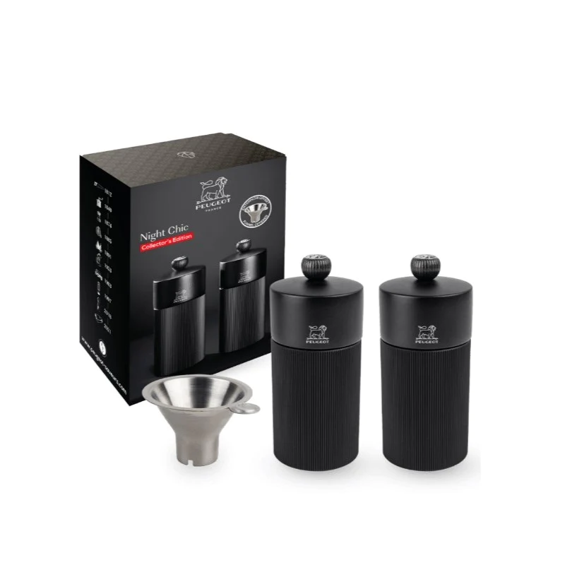 Coffret Duo line 12 cm noir mat et son entonnoir Peugeot