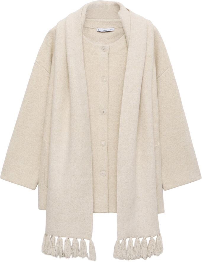 MANGO Detachable knitted scarf coat Light beige