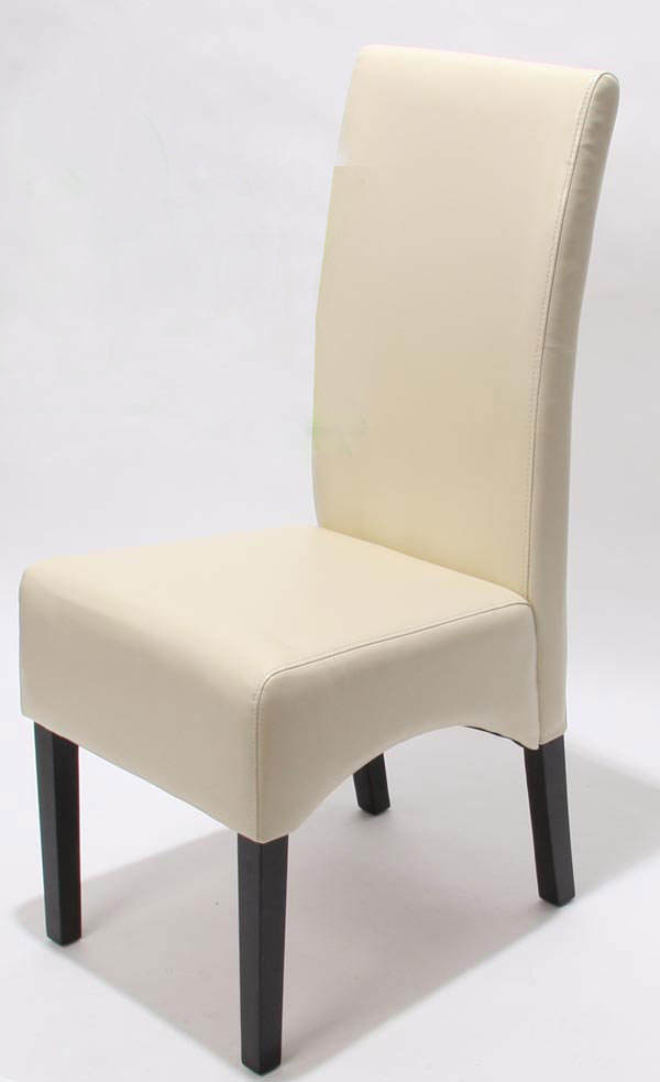 2er-Set Esszimmerstuhl Küchenstuhl Stuhl Crotone, LEDER ~ creme, dunkle Beine