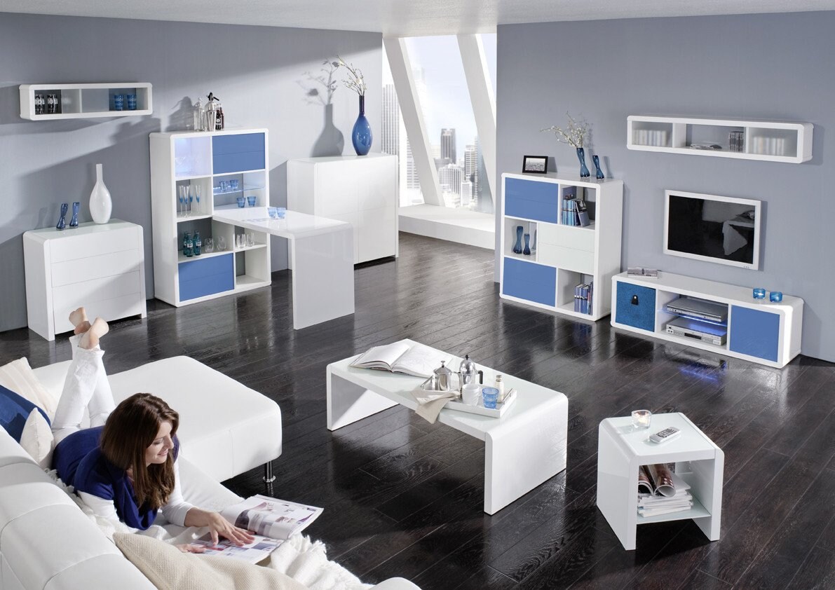 Atlanta - Beistelltisch, Couchtisch, Beisteller / 1x1 Cube mit abgerundeten Kanten, hochglanz weiss