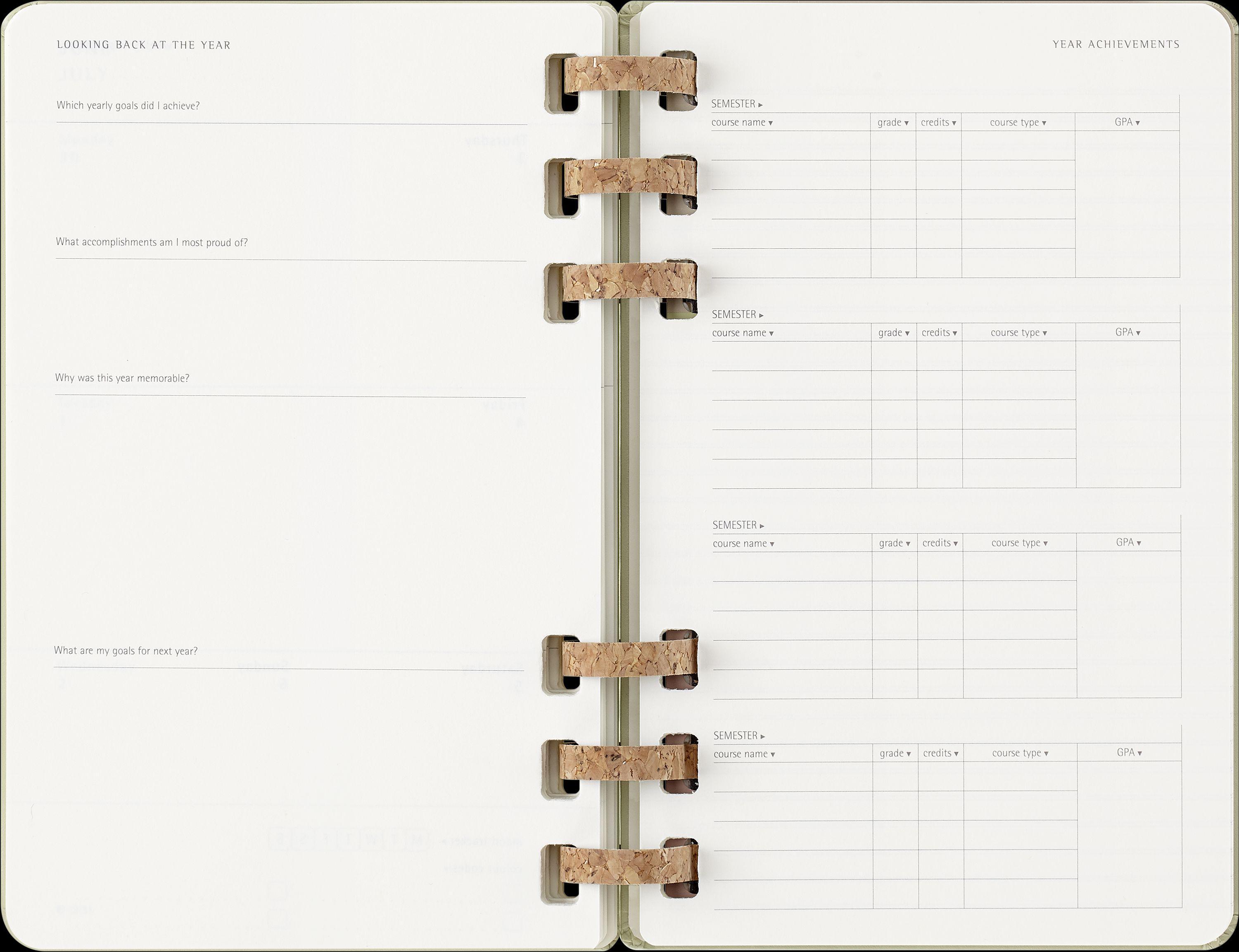 Moleskine 12 Monate Studienplaner mit Spiralbindung, L/A5