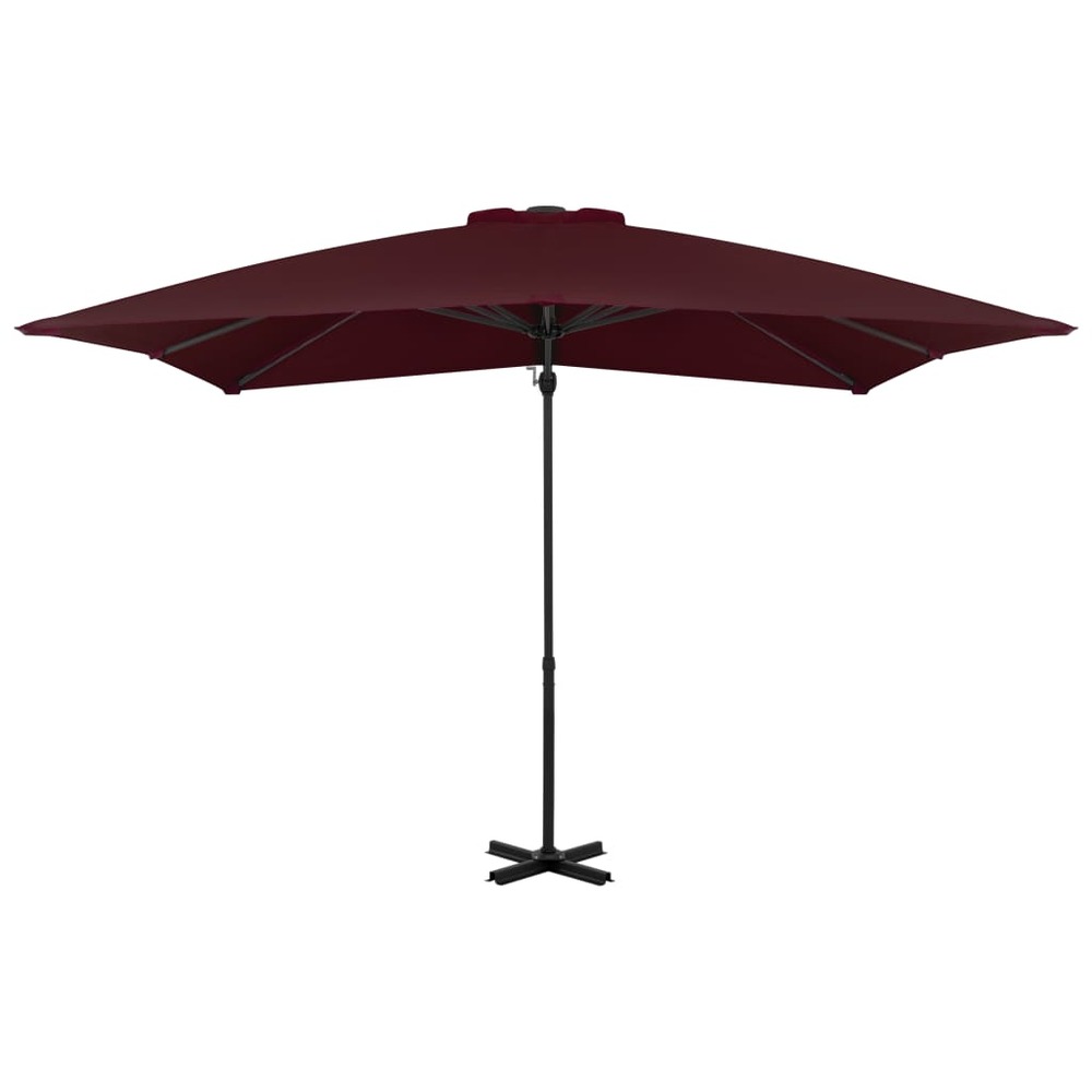 Parasol déporté avec mât en aluminium 250 x 250 cm bordeaux