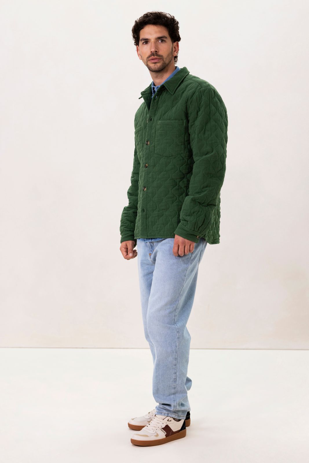 Donkergroen quilted overhemd