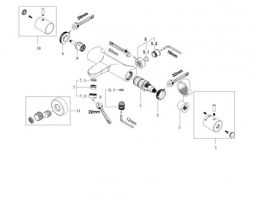 Mueller Round bad thermostaatkraan RVS-look