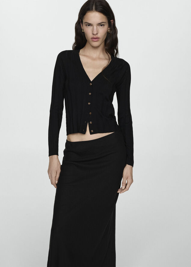 MANGO Button knit cardigan Black