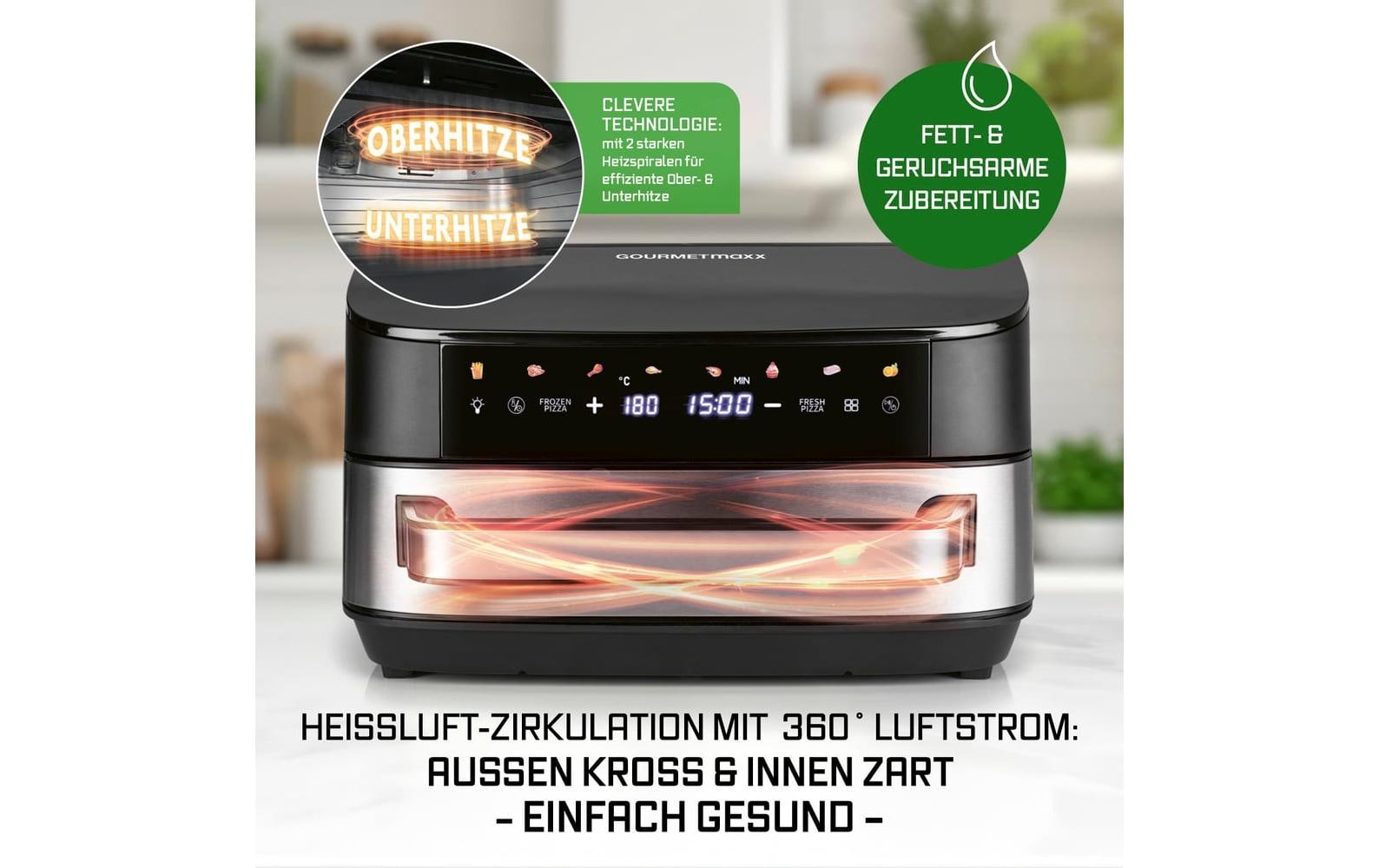 Heissluftfritteuse mit XXL-Garfläche 7 l<br>Heissluftfritteuse für fettarmes Garen