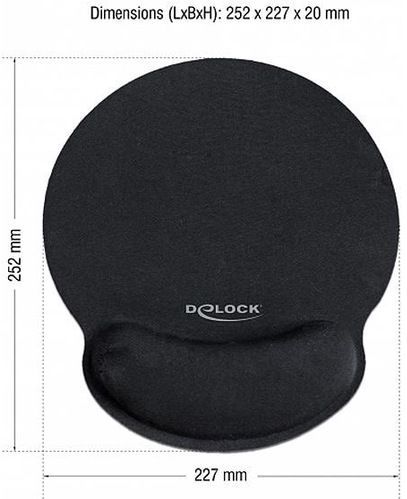 Delock - Ergonomische Muismat - Zwart - Rubberen Onderkant