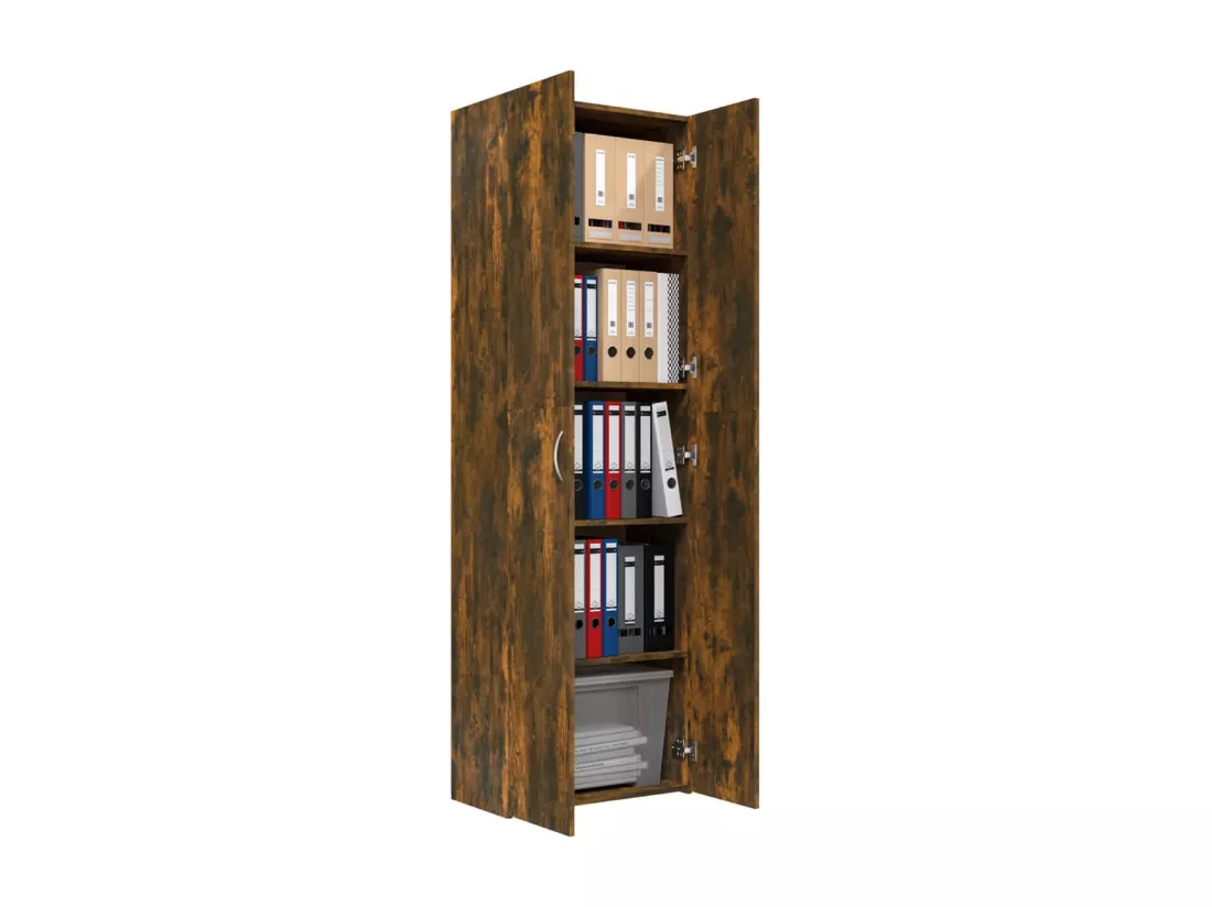 Armoire de bureau Chêne fumé 60x32x190 cm Bois d'ingénierie