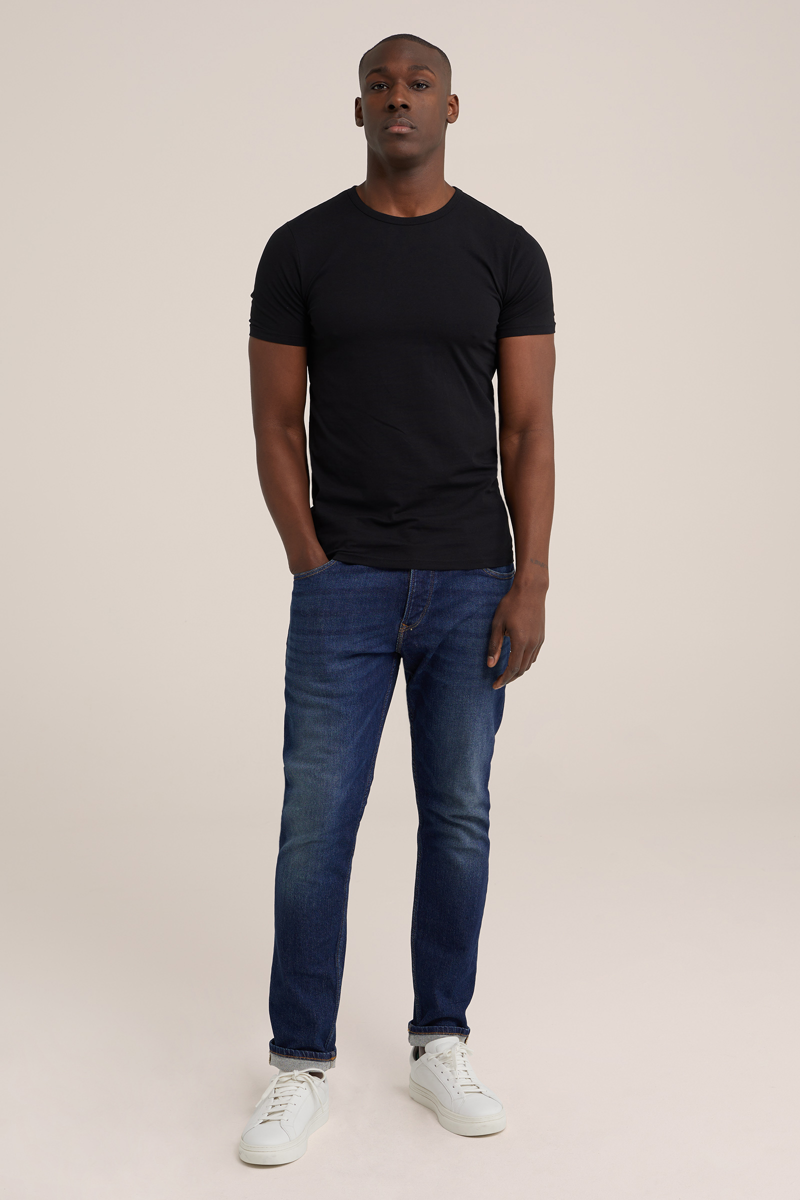 T-shirt, 2-pack WE Fashion Zwart