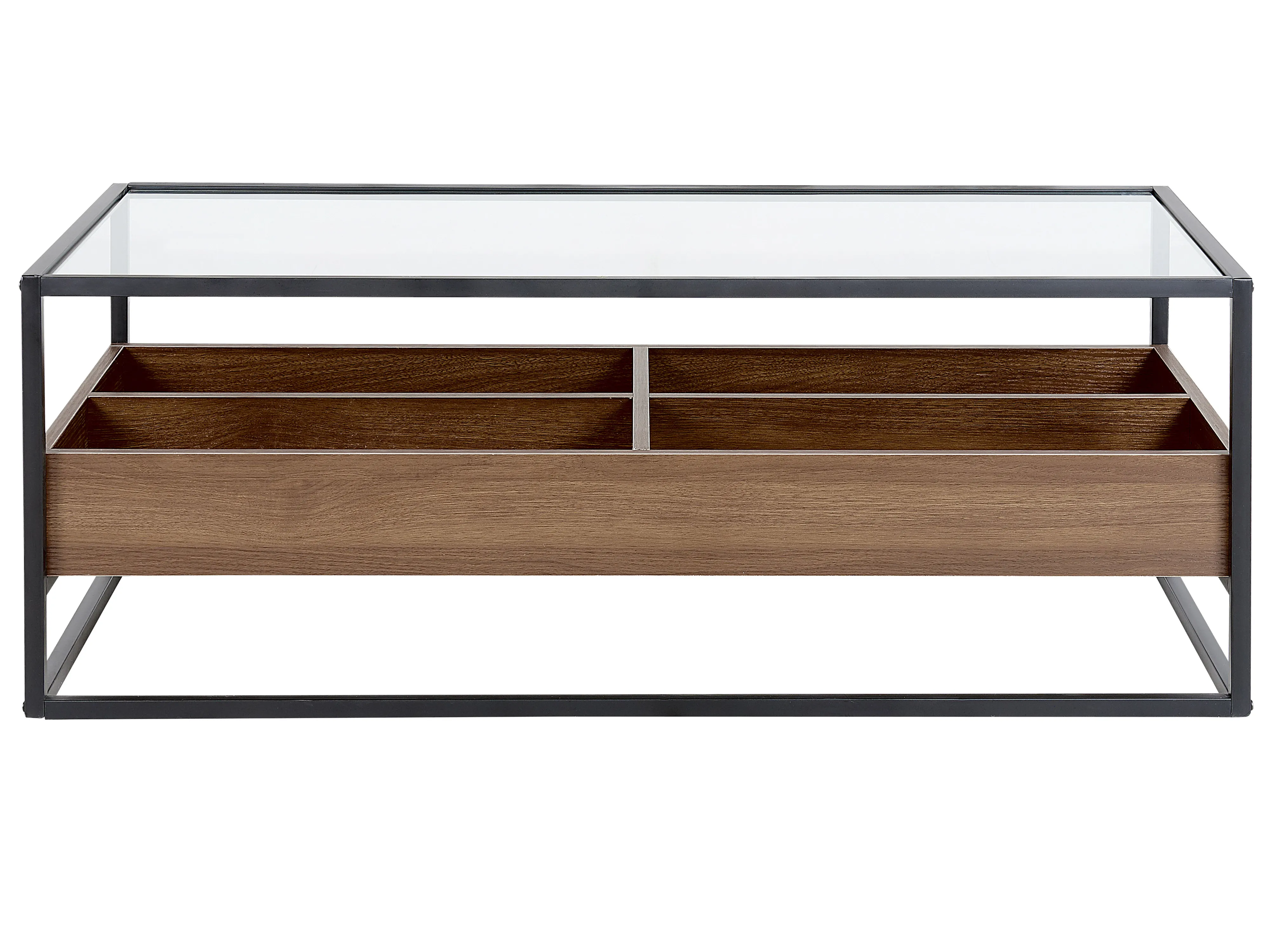 Salontafel WACO Veiligheidsglas Zwart met opbergruimte
