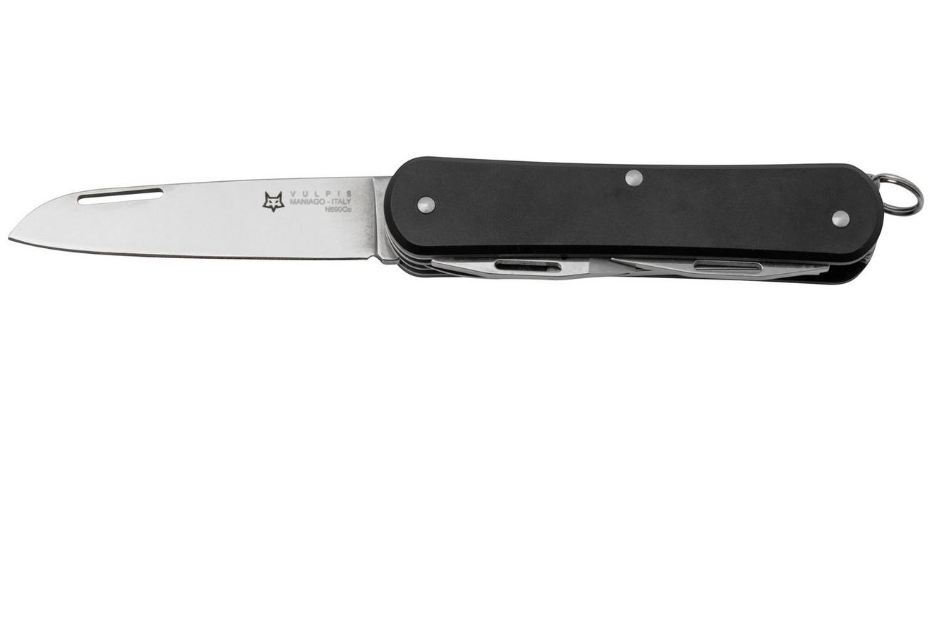 FOX Vulpis 4-Tools FX-VP130-F4BK, N690Co, Aluminium Black, Zwitsers zakmes
