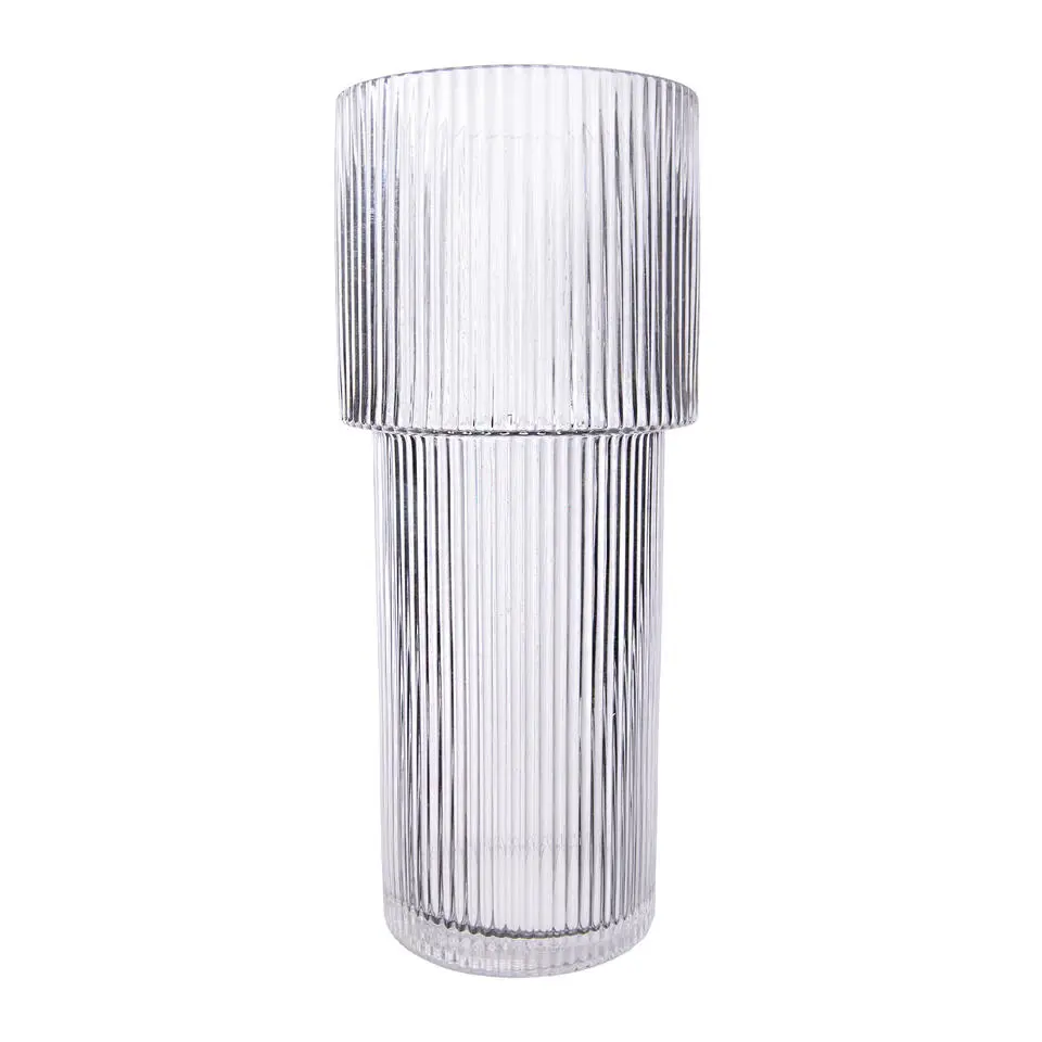 QUVIO Cilinder vaas - Smal - Glas - 24,5 cm - Transparant