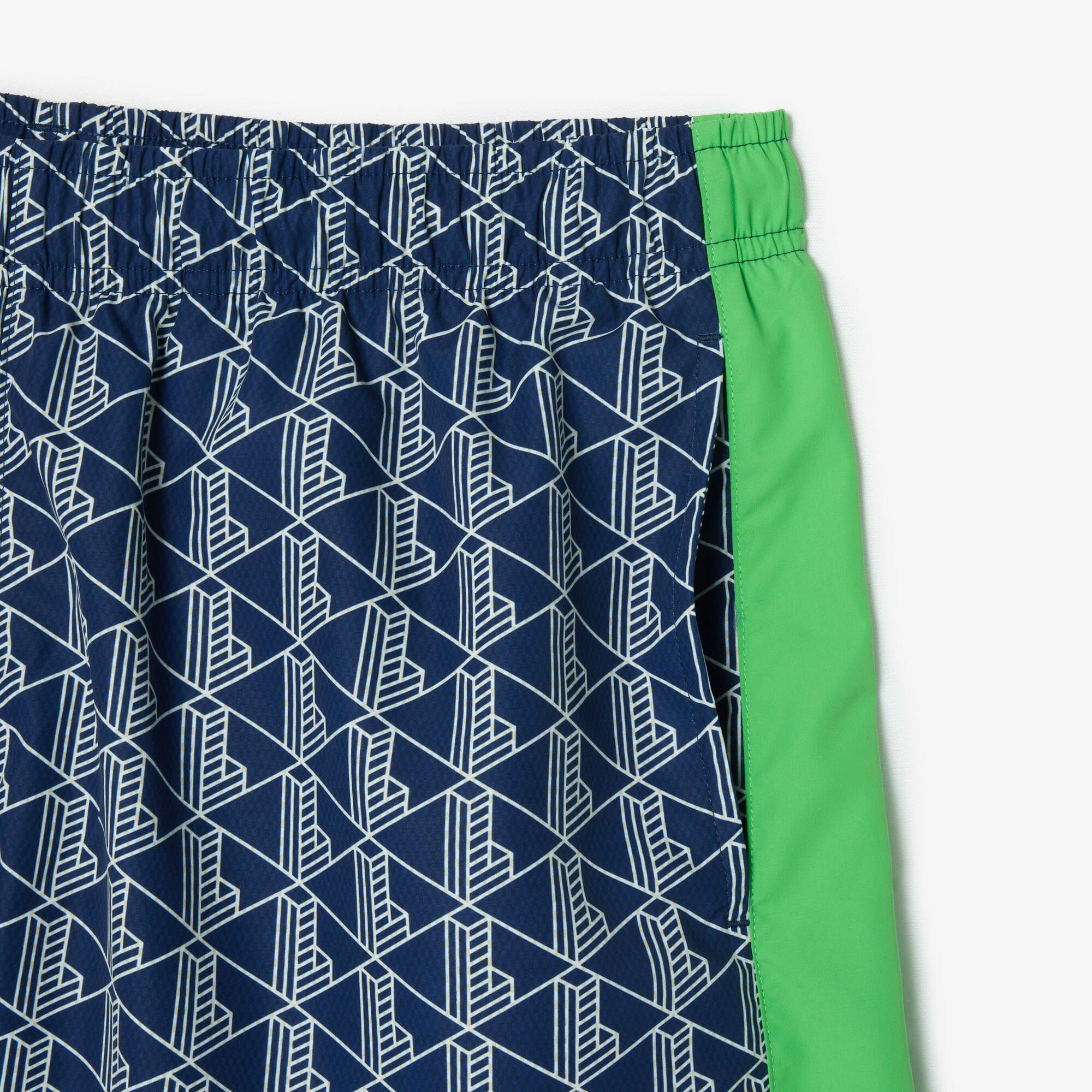 LACOSTE Badehose mittellang mit Monogramm-Aufdruck Badebekleidung - Blau - Lacoste - Herren
