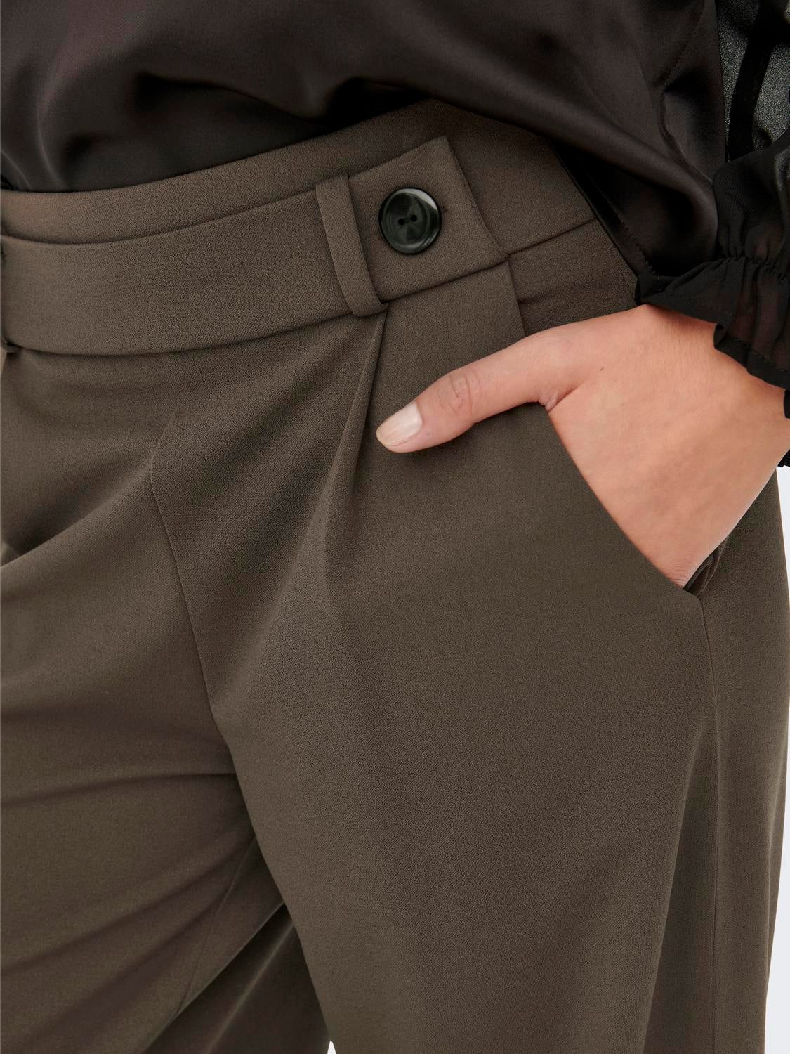 JDYGEGGO Mittlere Taille Weiter Beinschnitt Hose mit weitem Beinschnitt Chocolate Brown