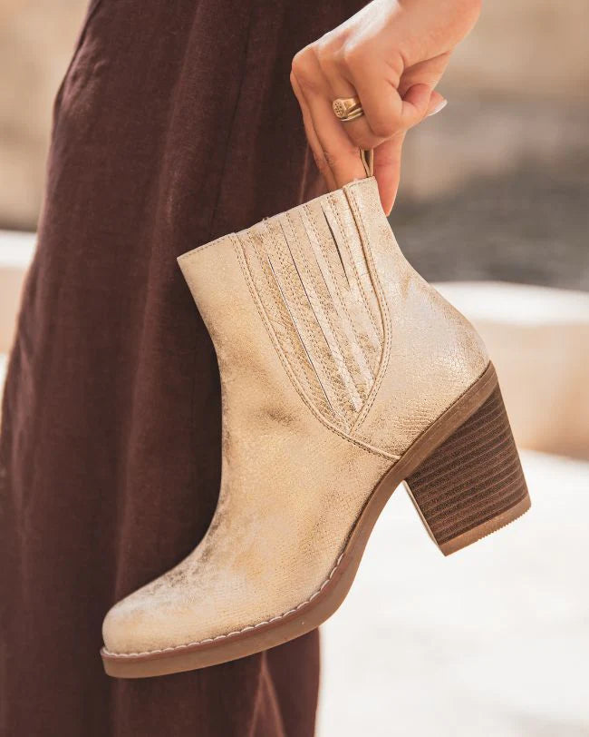 Bottines femme dorées à talon - Kylie
