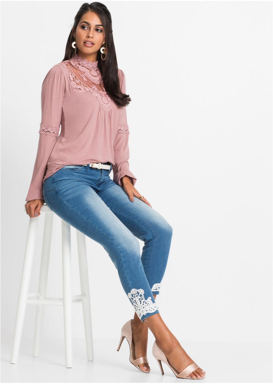 T-shirt manches longues avec dentelle