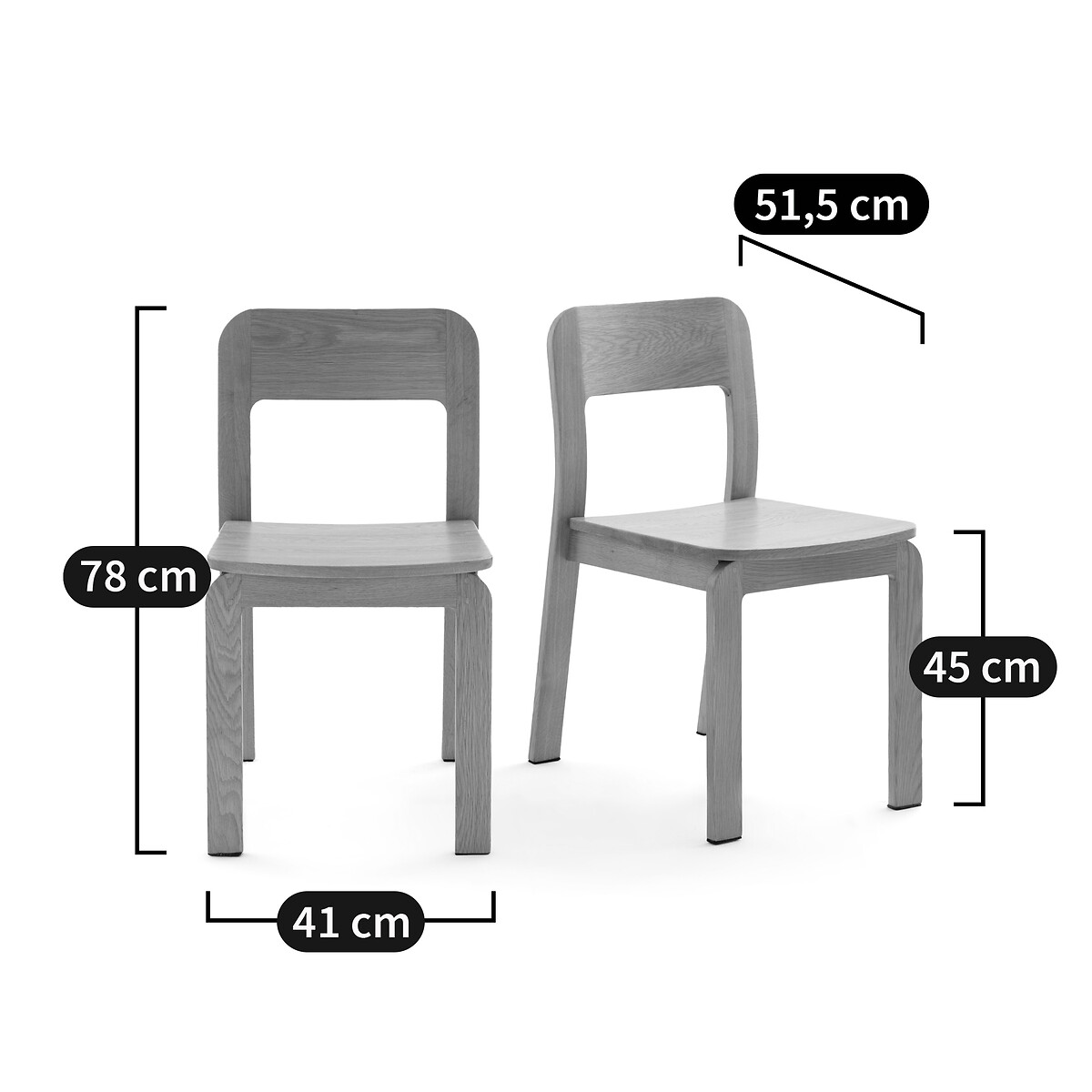 LA REDOUTE INTERIEURS<br>Conjunto de 2 cadeiras de nogueira, Talet