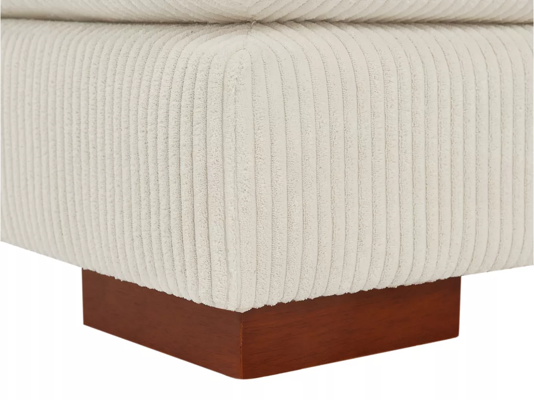 Grand canapé d'angle panoramique et pouf en velours côtelé beige SPERONE de Pascal Morabito
