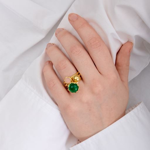 Pure By Nat Natursten Ring, Gold Plated Labradorite