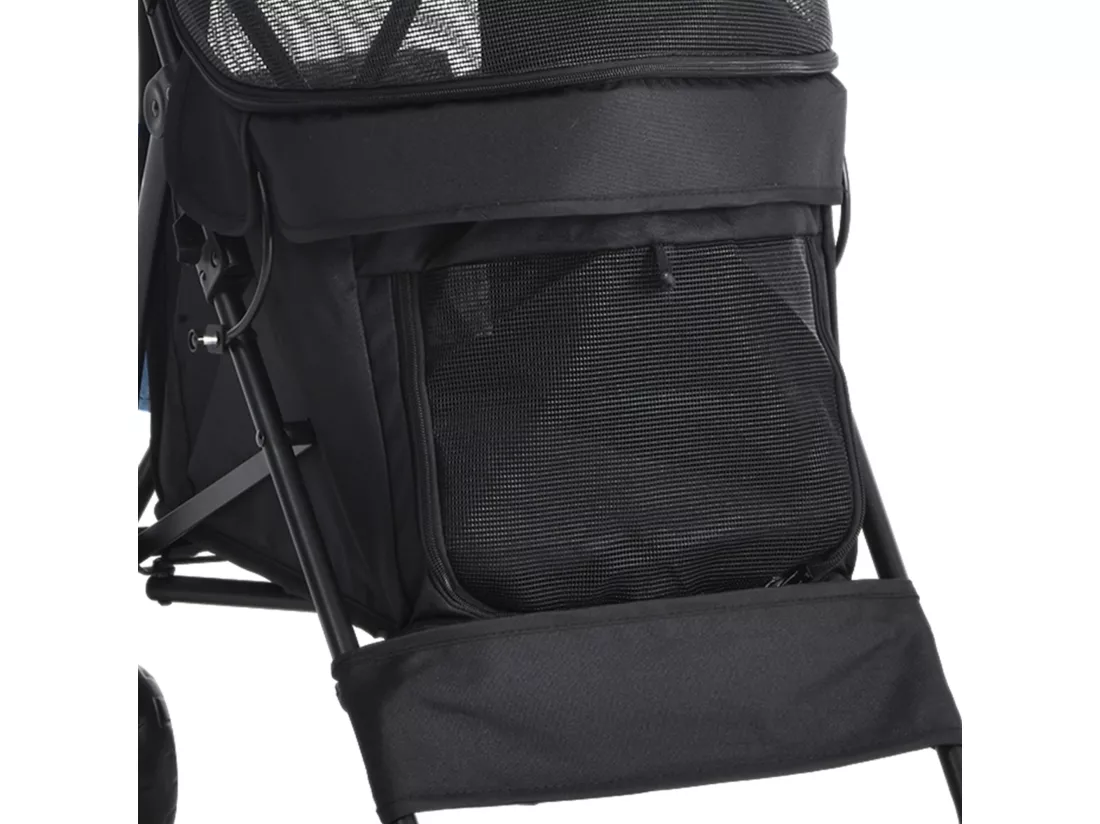 YITAHOME Poussette pour Chiens de Petite et Moyenne Taille - à 4 Roues avec Bretelles - Pliable - Porte-Gobelet - Bleu Marine