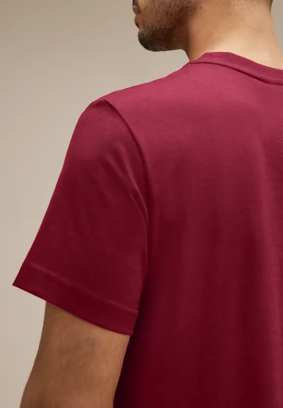 Basic T-Shirt in Unifarbe - wine red