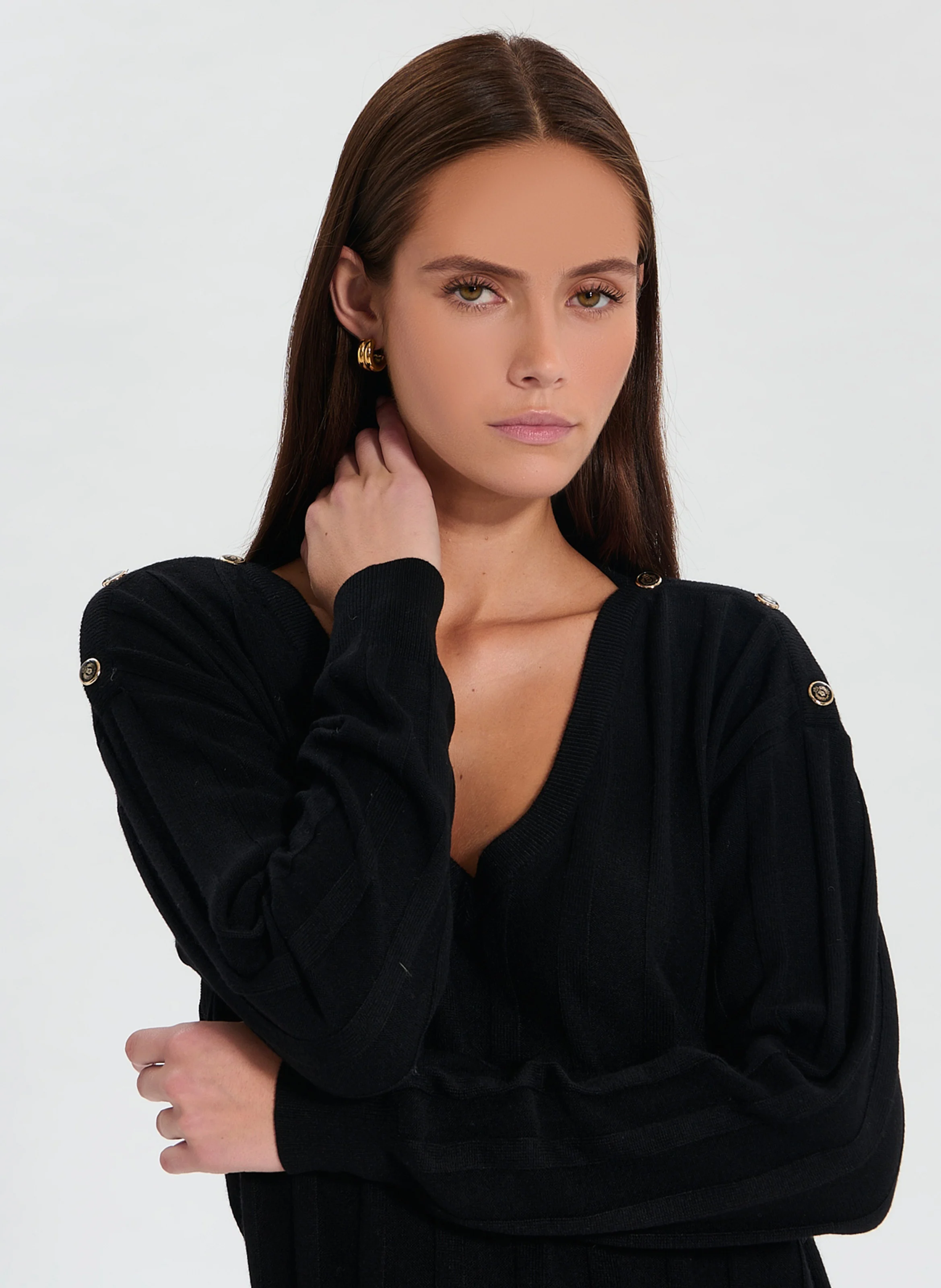 NAIIMA - Pull droit en maille | Noir
