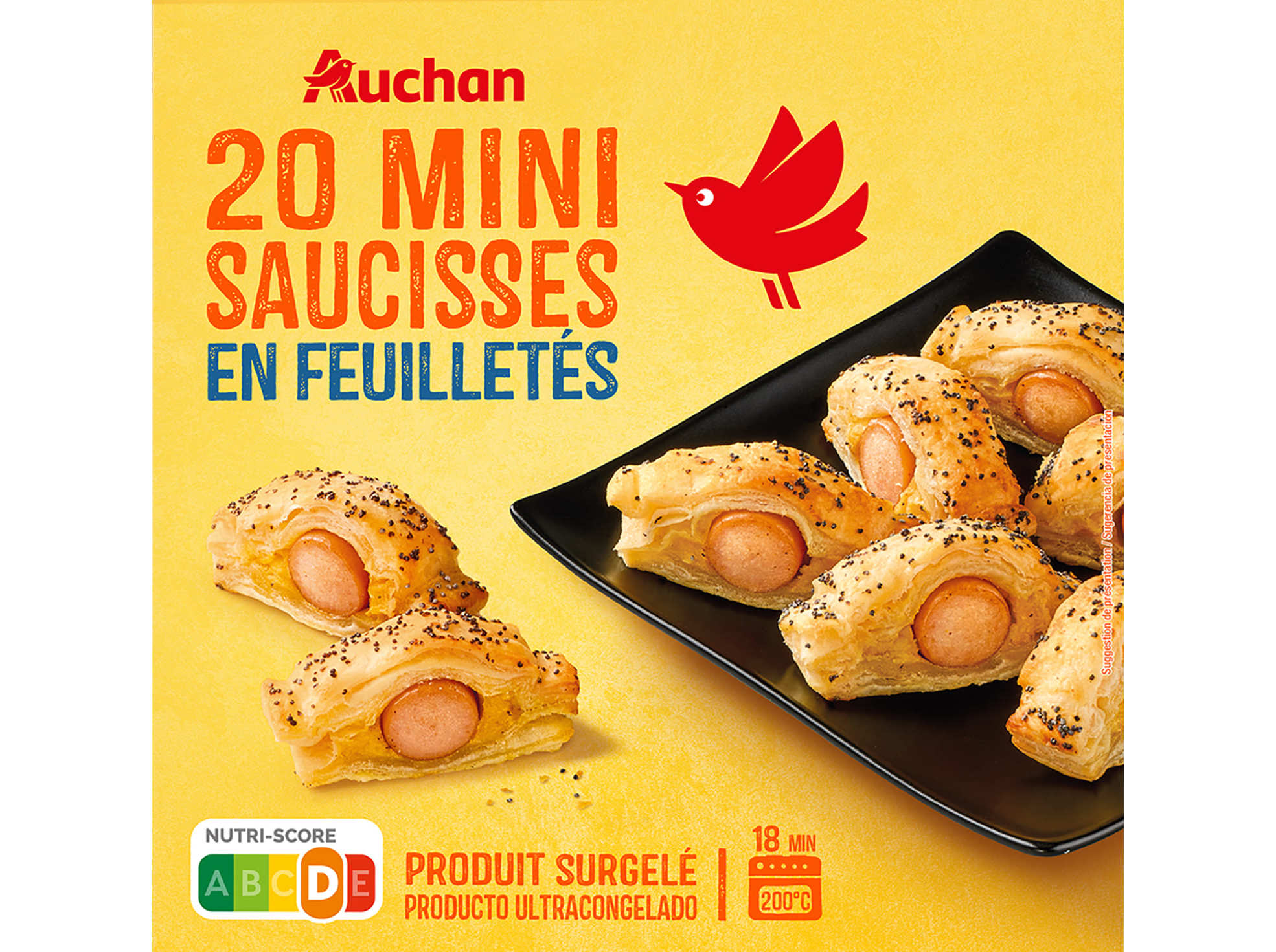 MINI FOLHADOS SALSICHAS AUCHAN COM MOLHO MOSTARDA 20UN 350G