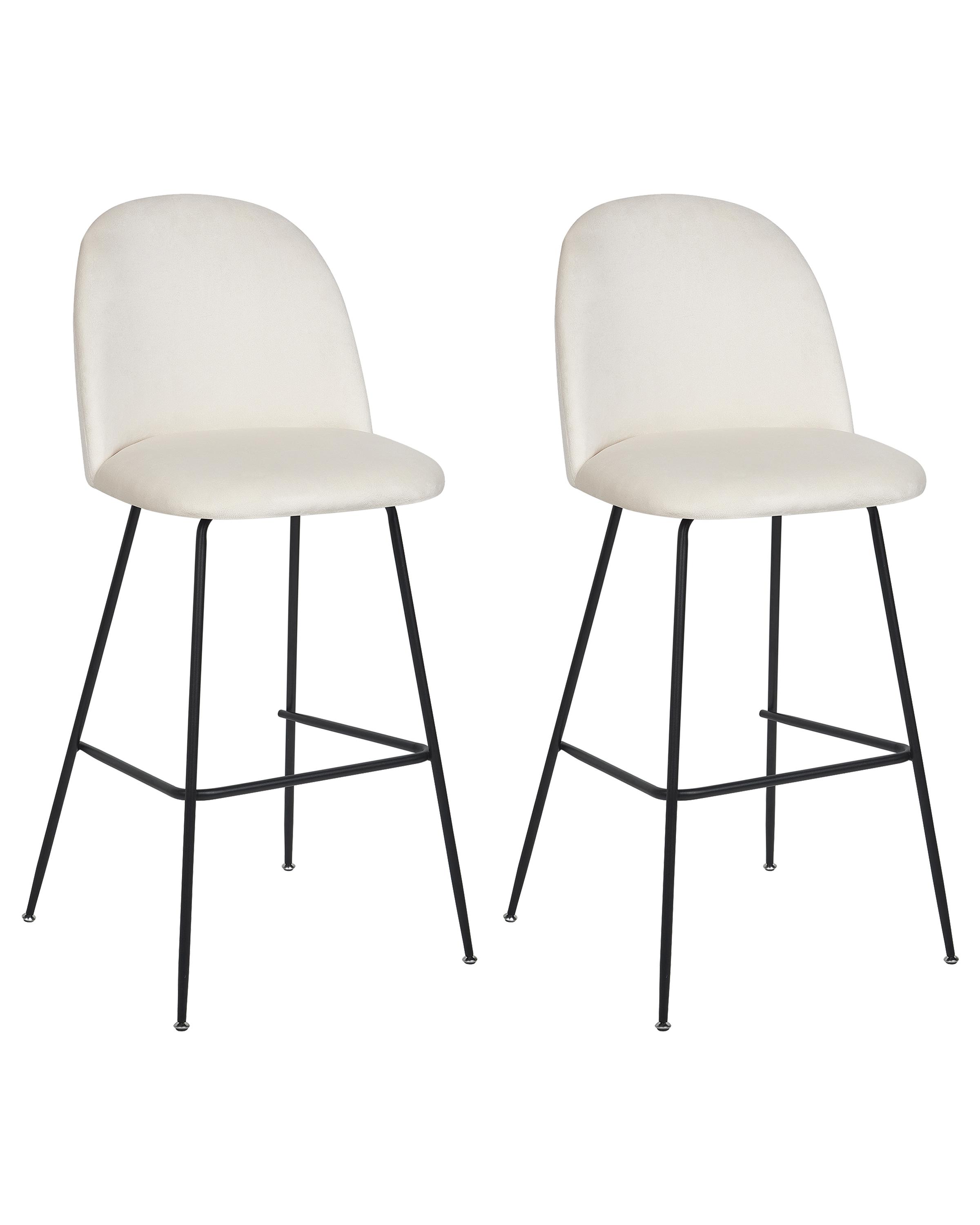 Set van 2 barstoelen ARCOLA Fluweel Gebroken wit