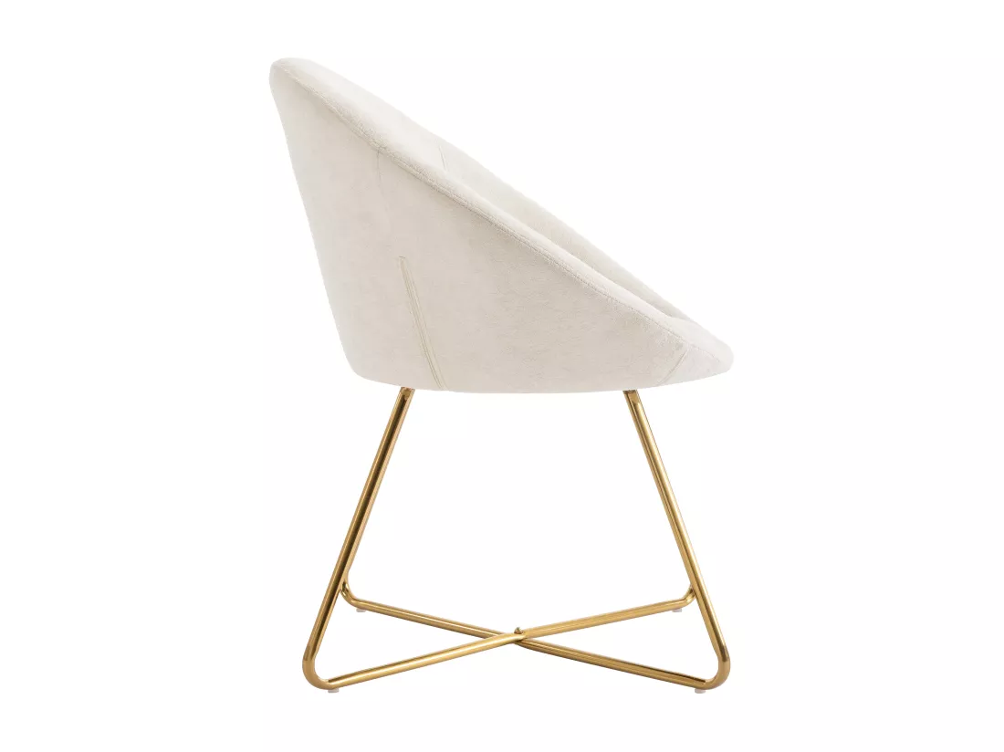 Chaise en tissu bouclette et métal doré - Blanc - BURBAN