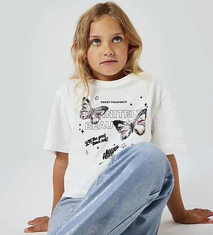 Name It T-Shirt - Cropped - NkfNole - Jet Stream m. Glitter
