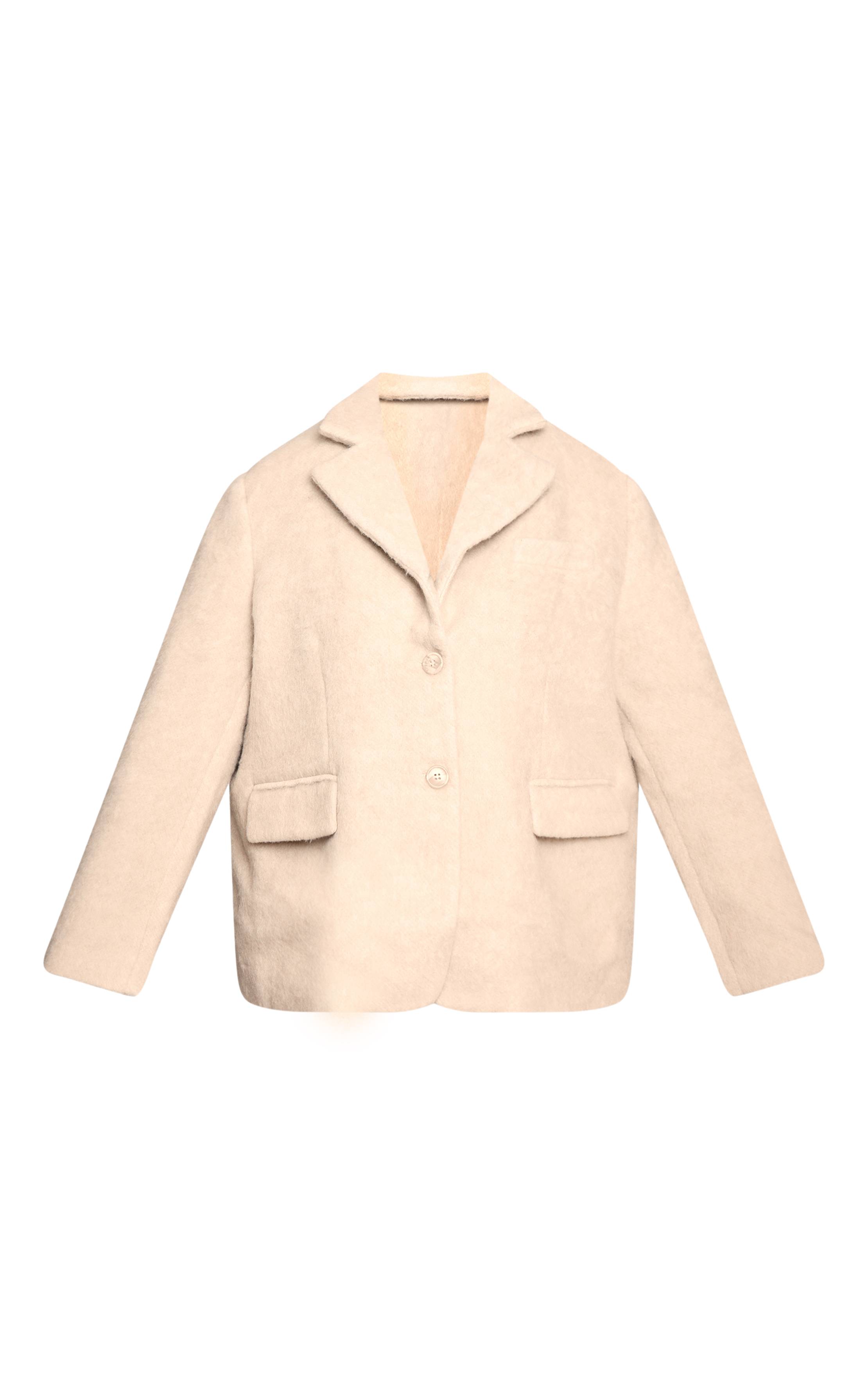 Avoine Blazer Oversize Grande Taille Aspect Laine Brossée