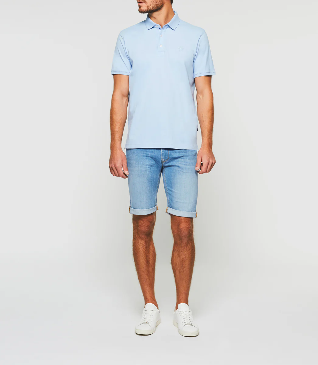 Polo manches courtes bleu ciel 
