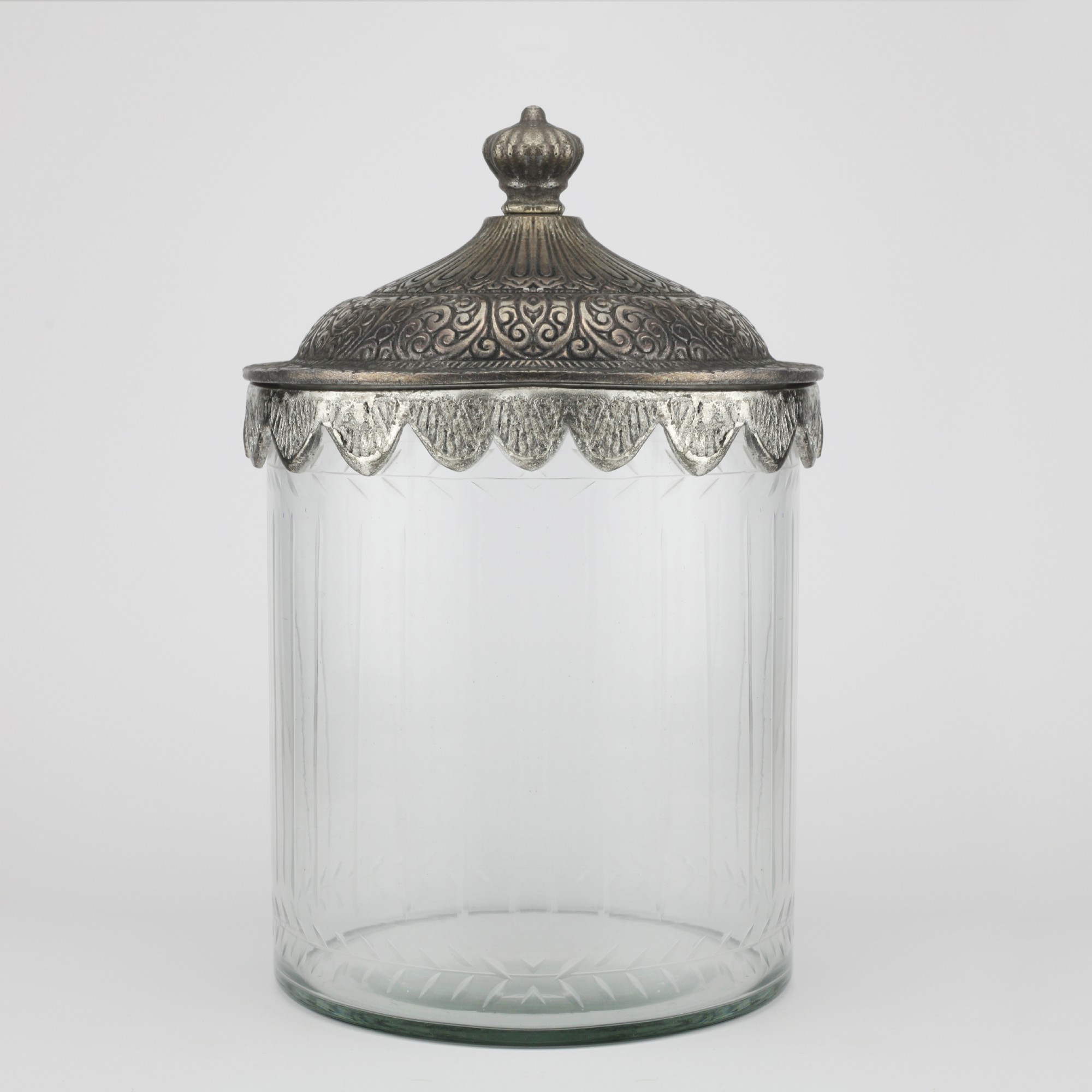Glasbehältnis 'Sohi' mit Metalldeckel, silber, Ø 16 cm, H 24,5 cm von fischer's lagerhaus