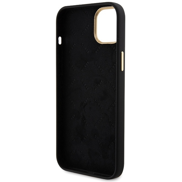 iPhone 15 Hardcase Hülle Strass Metall Logo (GUHCP15SM4DGPK) - Schwarz / Gold