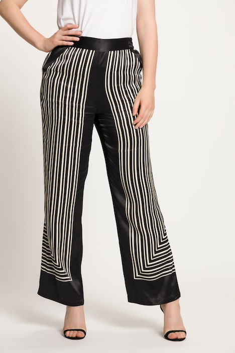 Satinhose Rose, Linien-Design, weites Bein, Elastikbund