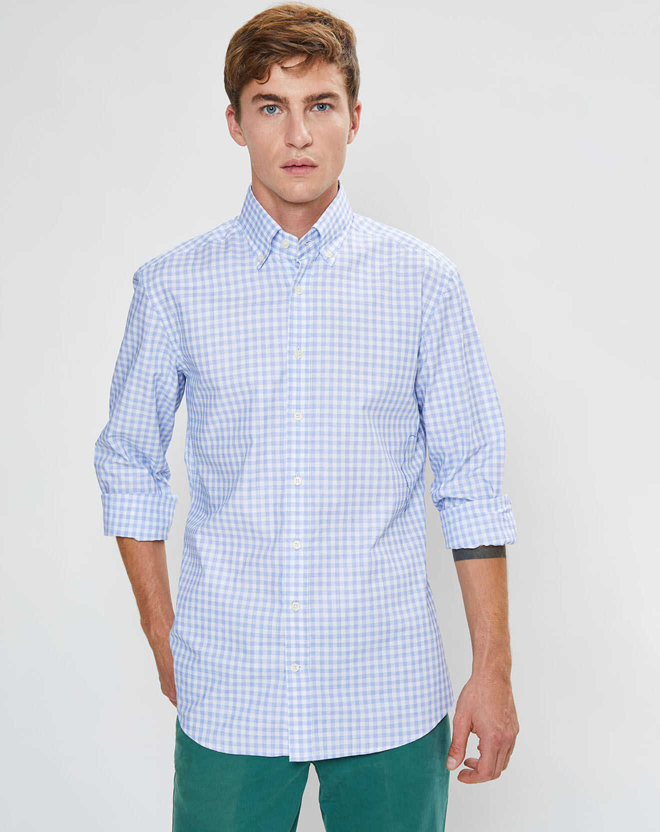 Hackett London Chemise Chiy Moyen 3D  à carreaux bleue