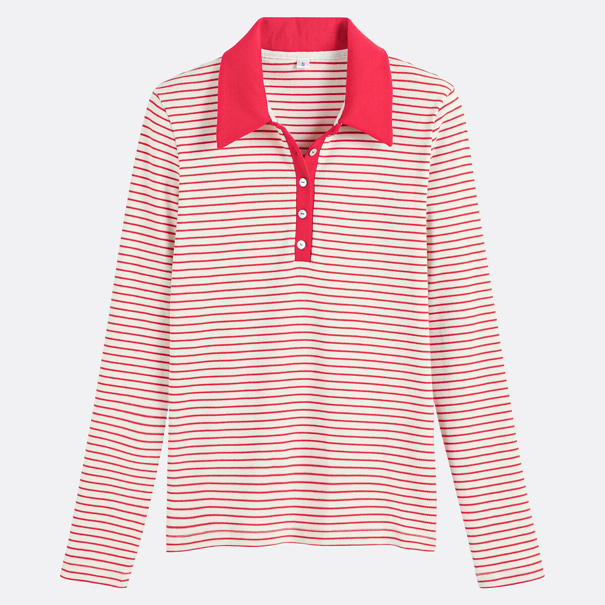 COLEÇÕES LA REDOUTE<br>Camiseta de manga comprida com gola polo