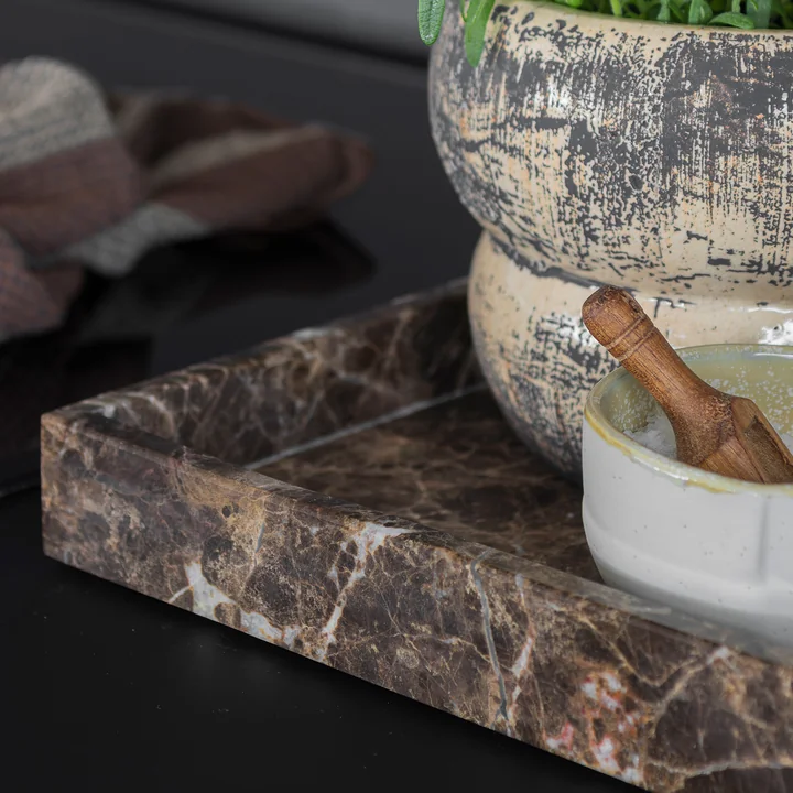 Mette Ditmer - Marble Tablett, 16 x 31 cm, dark forest