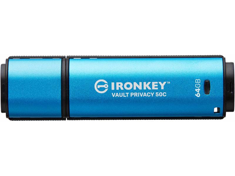 Kingston USB-Stick IronKey Vault Privacy 50C 64 GB XTS-AES 256-Bit verschlüsselter USB-Stick mit 64 GB Speicherkapazität