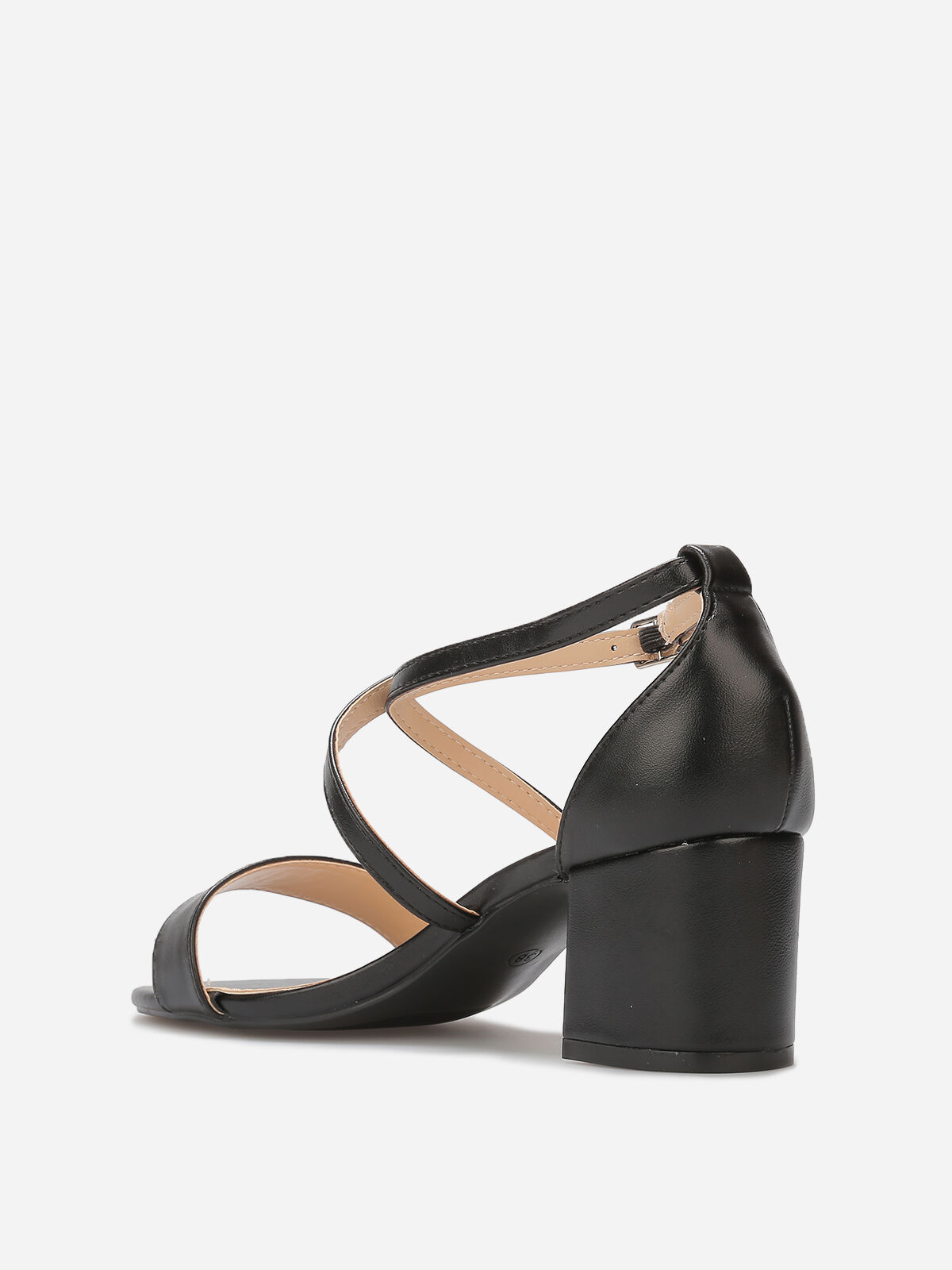 Sandales à talon et brides cheville croisées- Noir