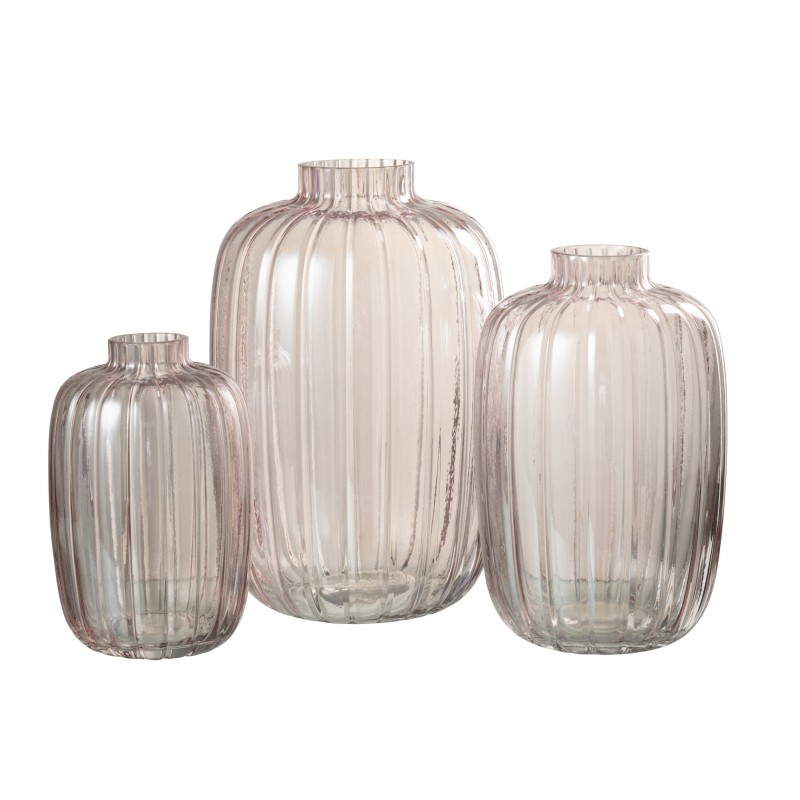 Vase en verre rose 15.5x15.5x24.5 cm