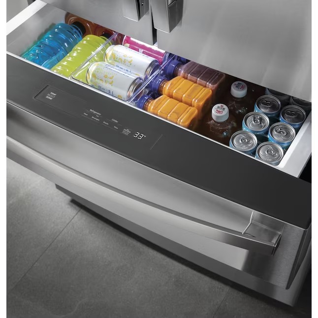 Refrigerador GE Profile de 27,9 pés cúbicos com portas francesas, máquina de gelo e porta dupla (aço inoxidável resistente a impressões digitais) ENERGY STAR