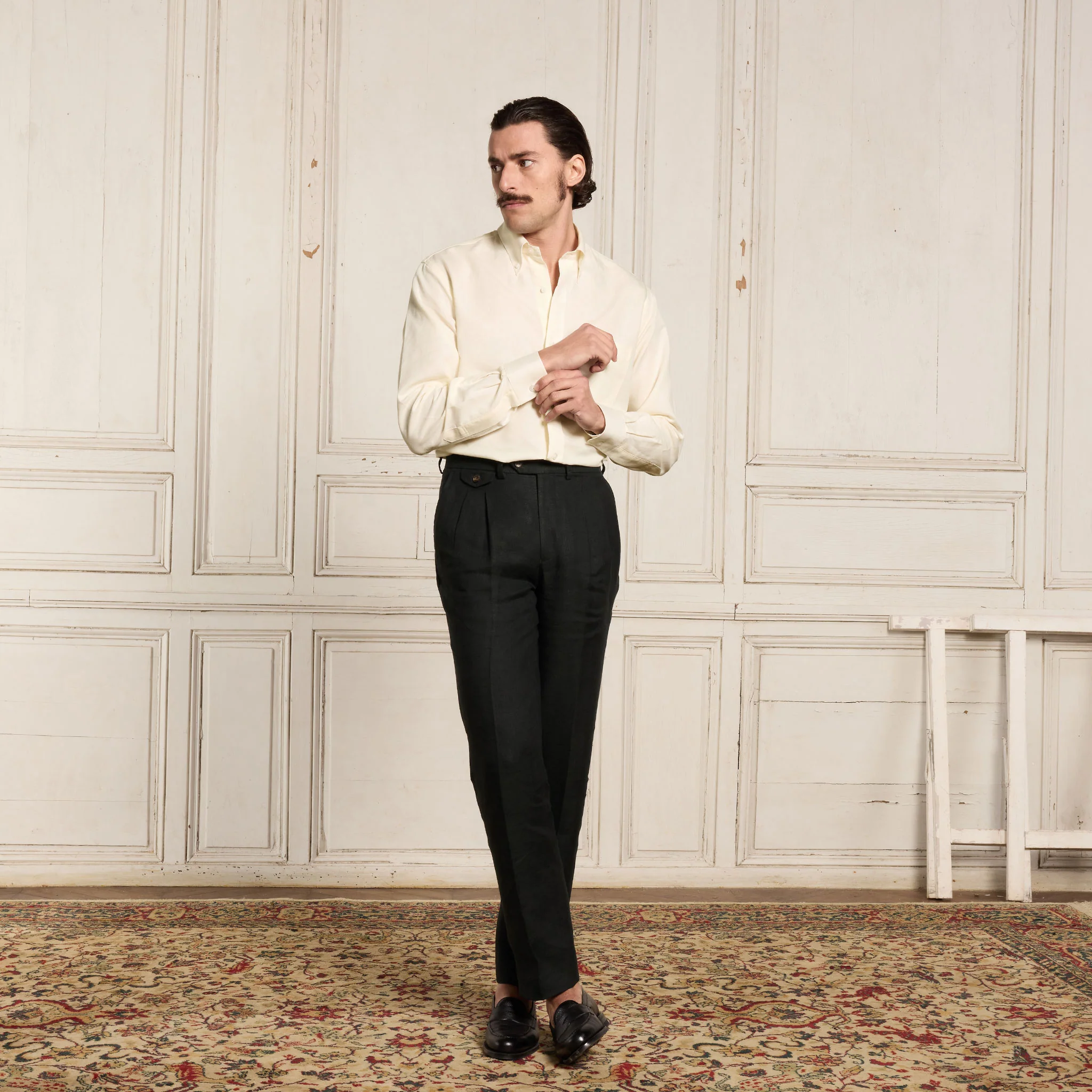 Ecru cotton and linen shirt