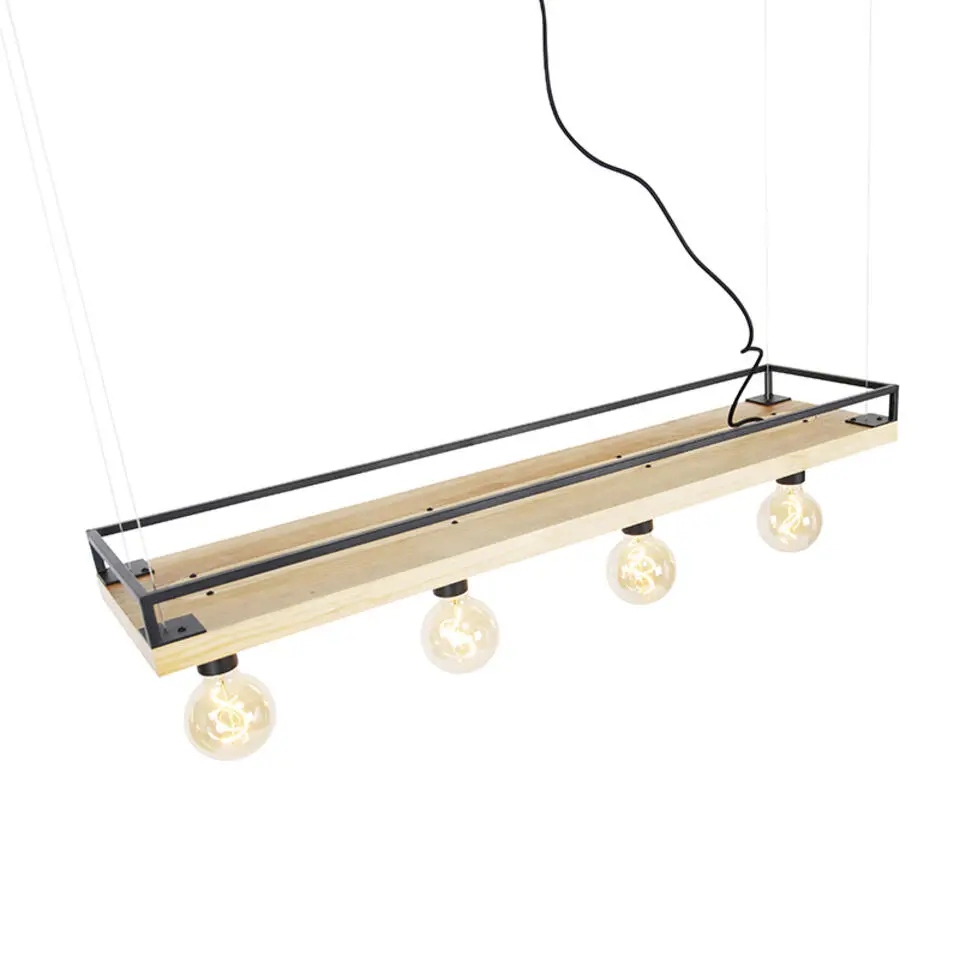 Qazqa hanglampen shelf zwart e27