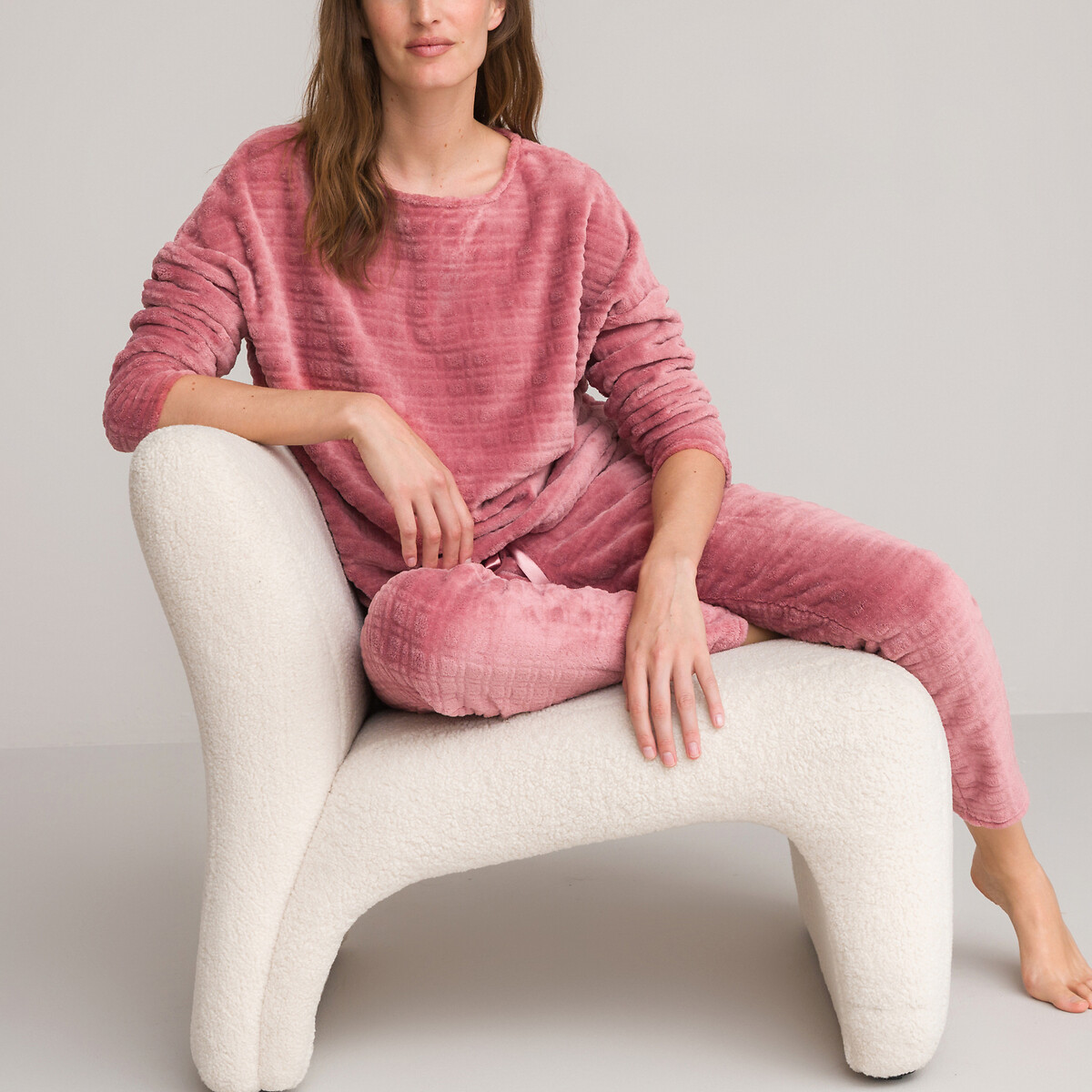 SO'HOME<br>Pijama de manga comprida em malha de lã