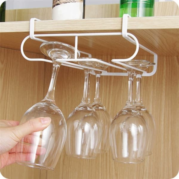 Vin glass henger i metall for 6 glass, Hvit
