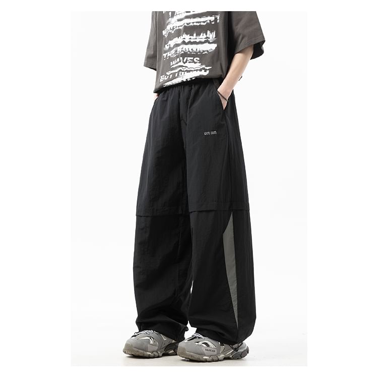 Priam - Baggy broek met hoge taille en geborduurde letters