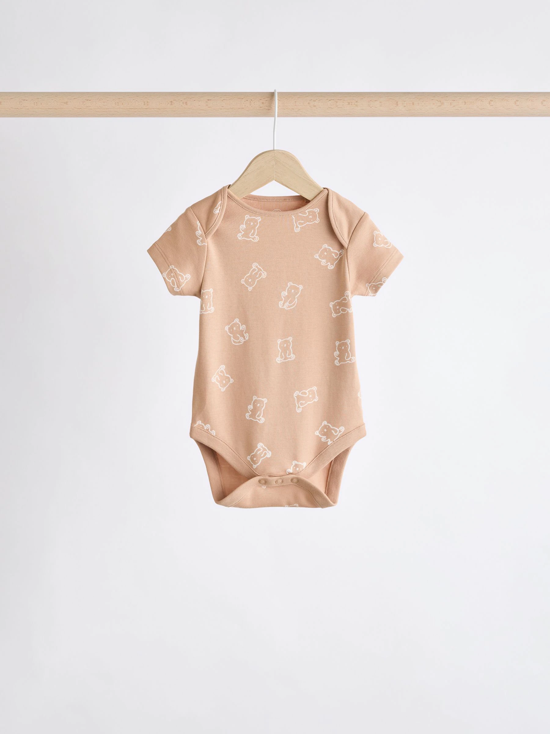 Neutraal - Babyrompers met korte mouwen en berenprint 5 stuks
