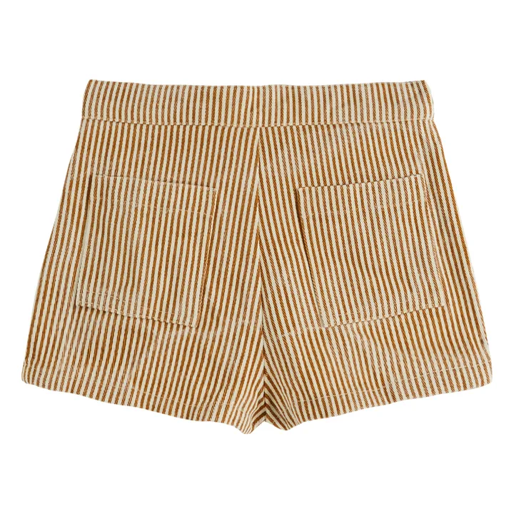 Emile et Ida Short Poches Fleurs Rayé | Camel